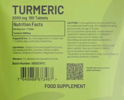 Turmeric Capsules - 2000MG - Ginger & Black pepper